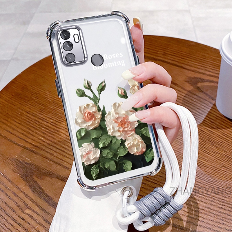 Ốp Lưng Cho OPPO A53 2020 A33 Ốp Điện Thoại Mạ Điện Bốn Góc Chống Rơi Với Thẩm Mỹ Đẹp Và Thiết Kế Hoa Trắng Vỏ Mềm TPU