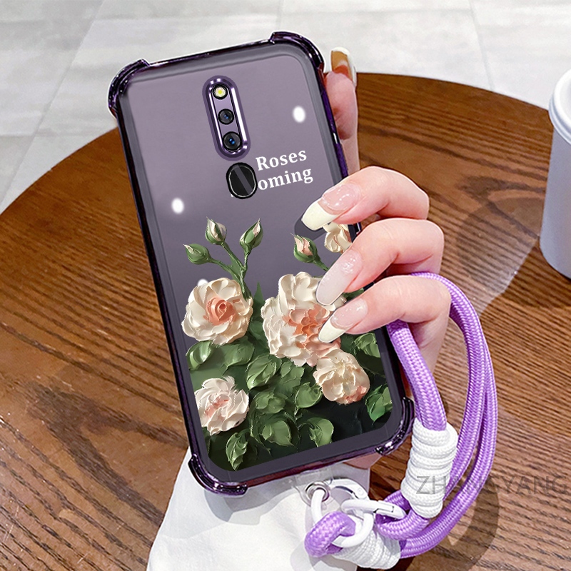 Ốp Lưng Cho OPPO F11 Ốp Điện Thoại Mạ Điện Bốn Góc Chống Rơi Với Thẩm Mỹ Đẹp Và Thiết Kế Hoa Trắng Vỏ Mềm TPU