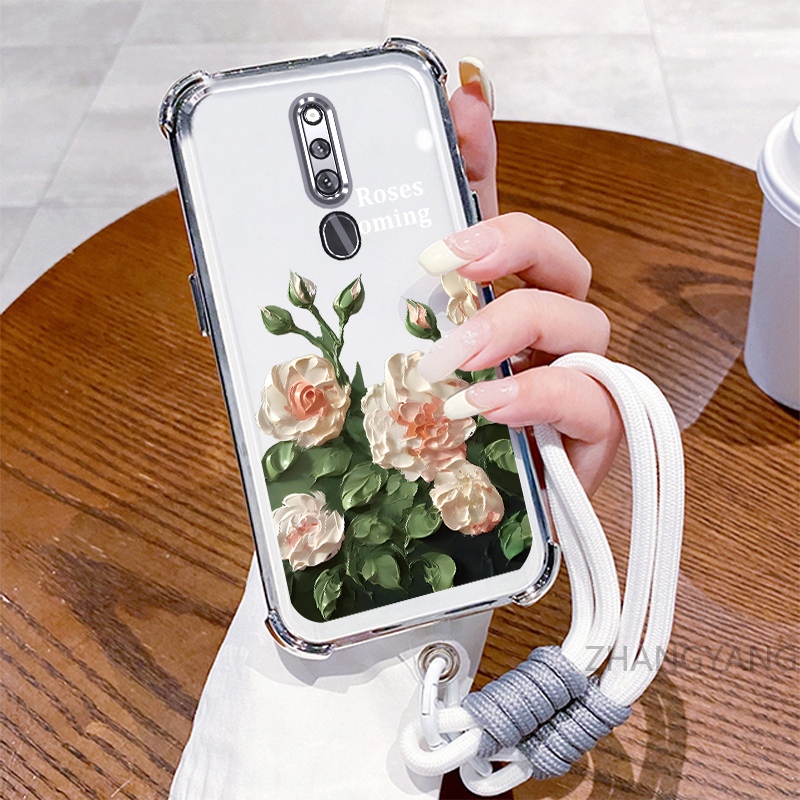 Ốp Lưng Cho OPPO F11 Ốp Điện Thoại Mạ Điện Bốn Góc Chống Rơi Với Thẩm Mỹ Đẹp Và Thiết Kế Hoa Trắng Vỏ Mềm TPU