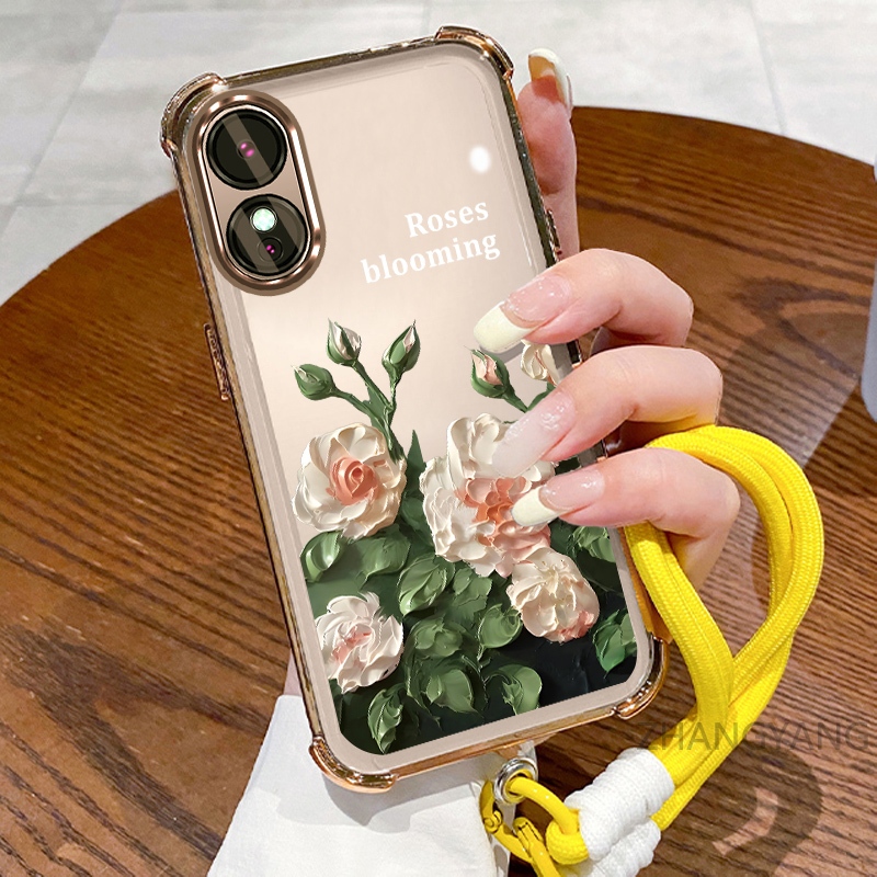 Ốp Lưng Cho OPPO reno 8T 4G reno 8T 5G Ốp Điện Thoại Mạ Điện Bốn Góc Chống Rơi Với Thẩm Mỹ Đẹp Và Thiết Kế Hoa Trắng Vỏ Mềm TPU