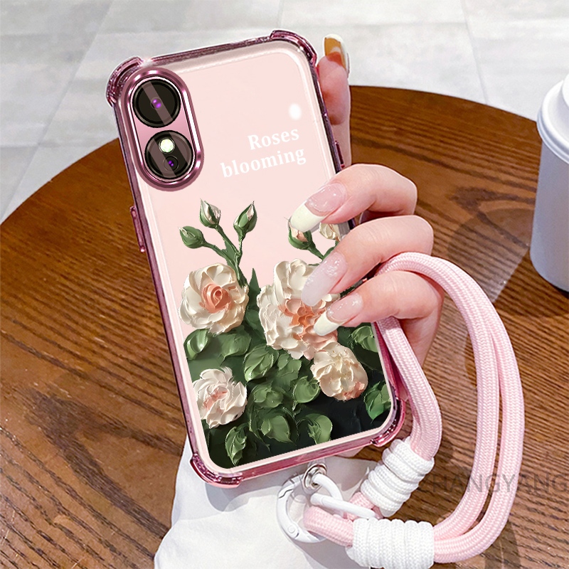 Ốp Lưng Cho OPPO reno 8T 4G reno 8T 5G Ốp Điện Thoại Mạ Điện Bốn Góc Chống Rơi Với Thẩm Mỹ Đẹp Và Thiết Kế Hoa Trắng Vỏ Mềm TPU