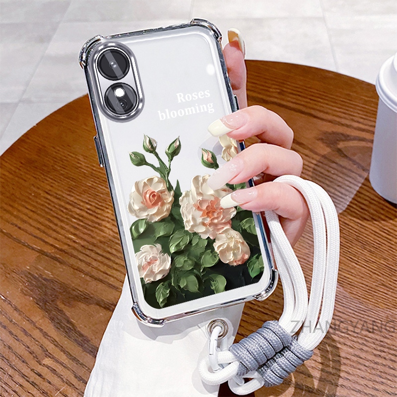 Ốp Lưng Cho OPPO reno 8T 4G reno 8T 5G Ốp Điện Thoại Mạ Điện Bốn Góc Chống Rơi Với Thẩm Mỹ Đẹp Và Thiết Kế Hoa Trắng Vỏ Mềm TPU