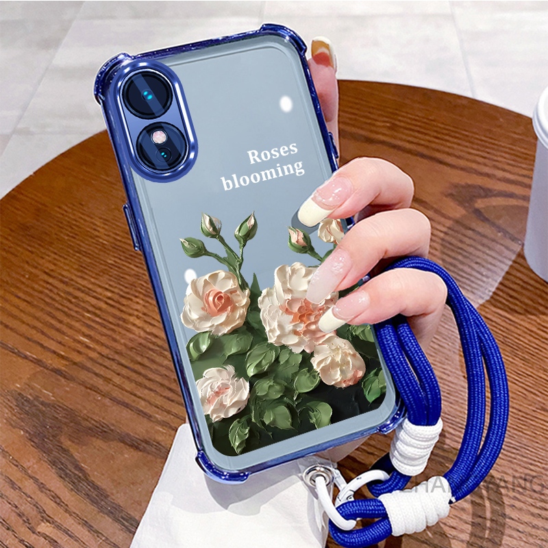 Ốp Lưng Cho OPPO reno 8T 4G reno 8T 5G Ốp Điện Thoại Mạ Điện Bốn Góc Chống Rơi Với Thẩm Mỹ Đẹp Và Thiết Kế Hoa Trắng Vỏ Mềm TPU