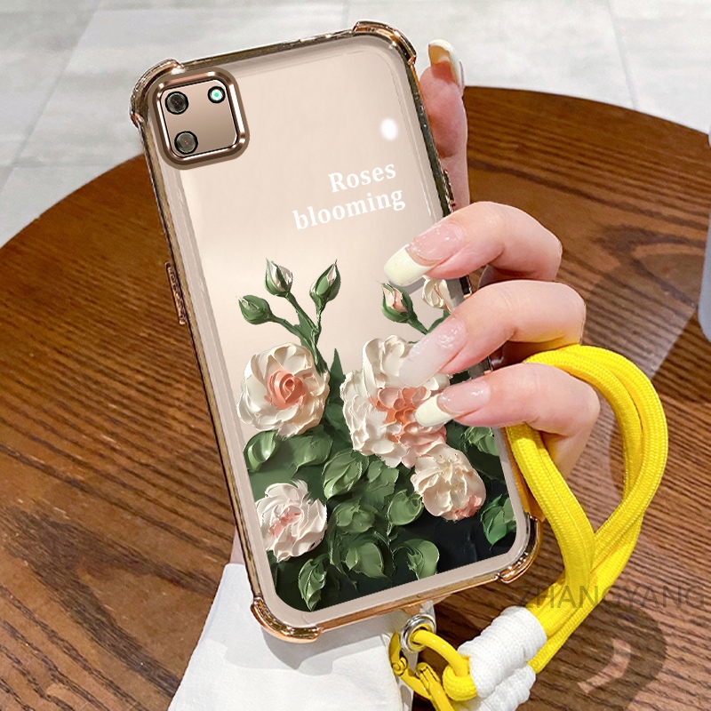 Ốp Lưng Cho Realme C11 2020 C11 2021 Ốp Điện Thoại Mạ Điện Bốn Góc Chống Rơi Với Thẩm Mỹ Đẹp Và Thiết Kế Hoa Trắng Vỏ Mềm TPU