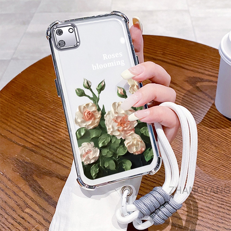 Ốp Lưng Cho Realme C11 2020 C11 2021 Ốp Điện Thoại Mạ Điện Bốn Góc Chống Rơi Với Thẩm Mỹ Đẹp Và Thiết Kế Hoa Trắng Vỏ Mềm TPU