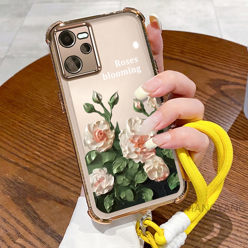 Ốp Lưng Cho Realme C35 Ốp Điện Thoại Mạ Điện Bốn Góc Chống Rơi Với Thẩm Mỹ Đẹp Và Thiết Kế Hoa Trắng Vỏ Mềm TPU