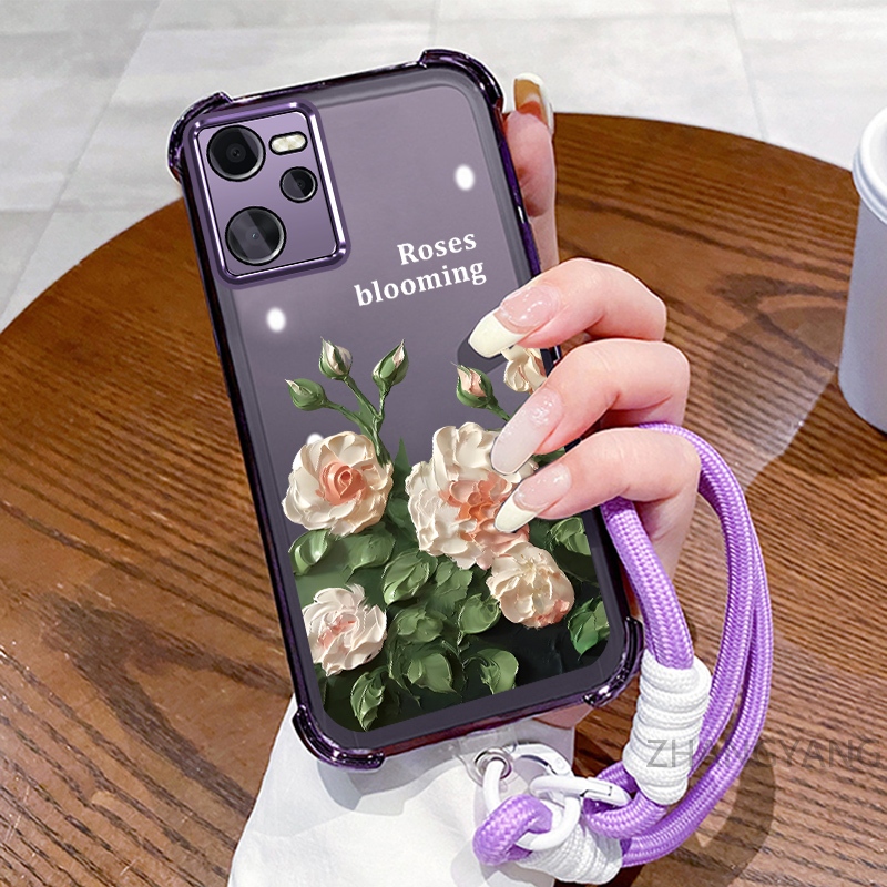 Ốp Lưng Cho Realme C35 Ốp Điện Thoại Mạ Điện Bốn Góc Chống Rơi Với Thẩm Mỹ Đẹp Và Thiết Kế Hoa Trắng Vỏ Mềm TPU