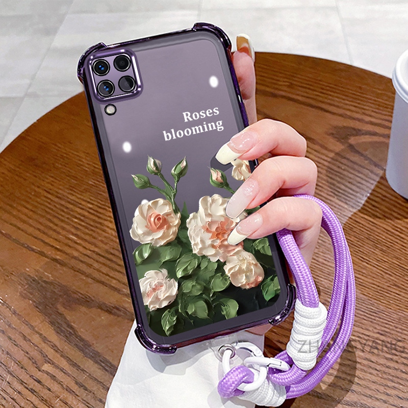 Ốp Lưng Dành Cho Samsung A12 A22 4G M12 M22 M32 Ốp Điện Thoại Mạ Điện Bốn Góc Chống Rơi Với Thẩm Mỹ Đẹp Và Thiết Kế Hoa Trắng TPU Mềm