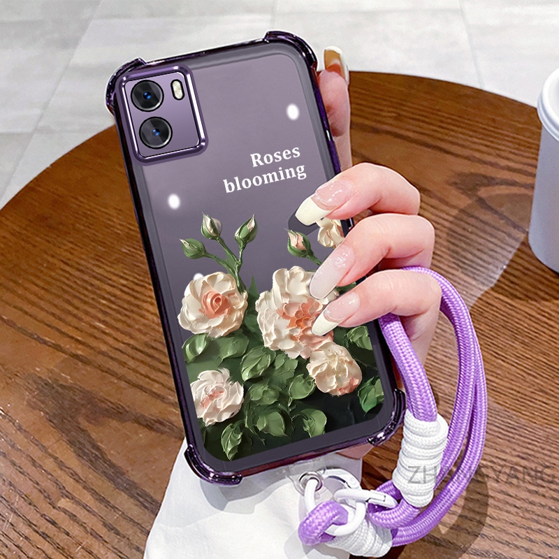 Ốp Lưng Cho VIVO Y15S Y15A Ốp Điện Thoại Mạ Điện Bốn Góc Chống Rơi Với Thẩm Mỹ Đẹp Và Thiết Kế Hoa Trắng Vỏ Mềm TPU
