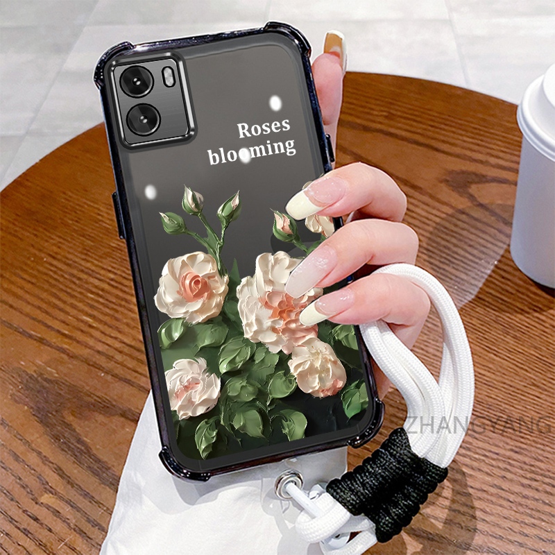 Ốp Lưng Cho VIVO Y15S Y15A Ốp Điện Thoại Mạ Điện Bốn Góc Chống Rơi Với Thẩm Mỹ Đẹp Và Thiết Kế Hoa Trắng Vỏ Mềm TPU