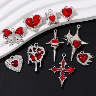 5 Chiếc Ngôi Sao Đỏ Nơ Trái Tim Đeo Chéo Men Quyến Rũ Y2k Mặt Dây Phong Cách Tối Để Làm Quà Tặng Handmade Phát Hiện