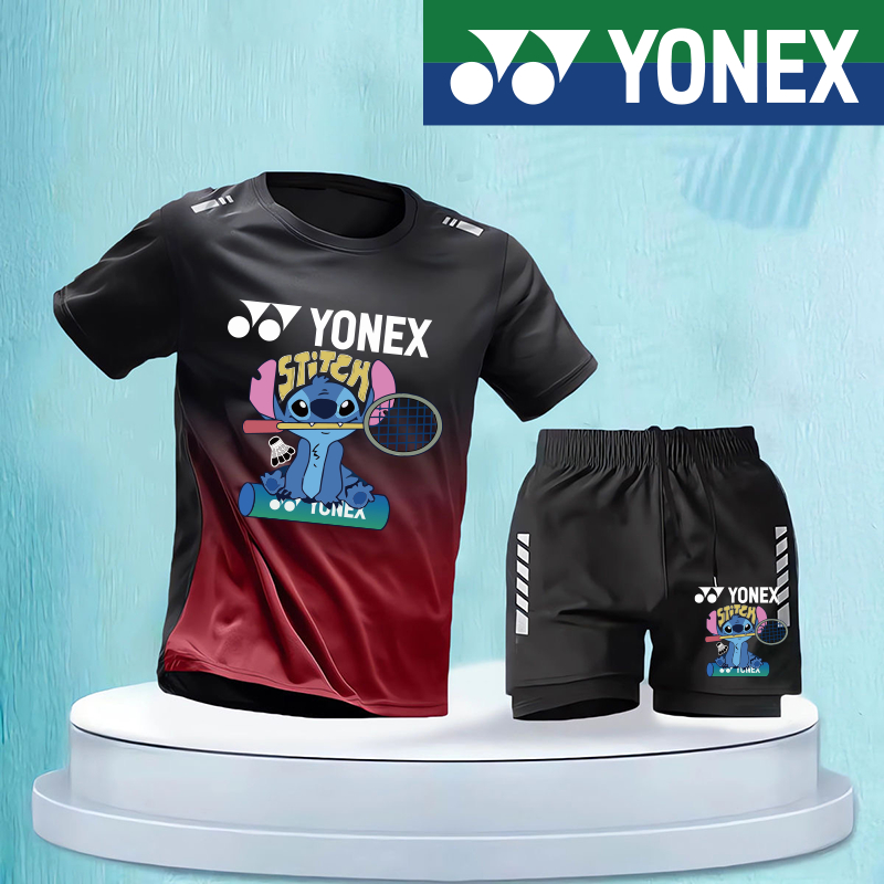 Bộ đồ thể thao Yonex 2024 Áo thun khô nhanh mới thể thao nam tay ngắn dáng rộng lụa băng mùa hè quần áo thể dục mỏng tập luyện quần áo chạy bộ áo mới + Quần short