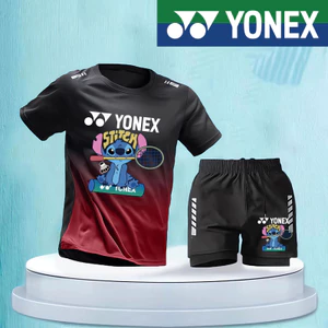 Bộ đồ thể thao Yonex 2024 Áo thun khô nhanh mới thể thao nam tay ngắn dáng rộng lụa băng mùa hè quần áo thể dục mỏng tập luyện quần áo chạy bộ áo mới + Quần short