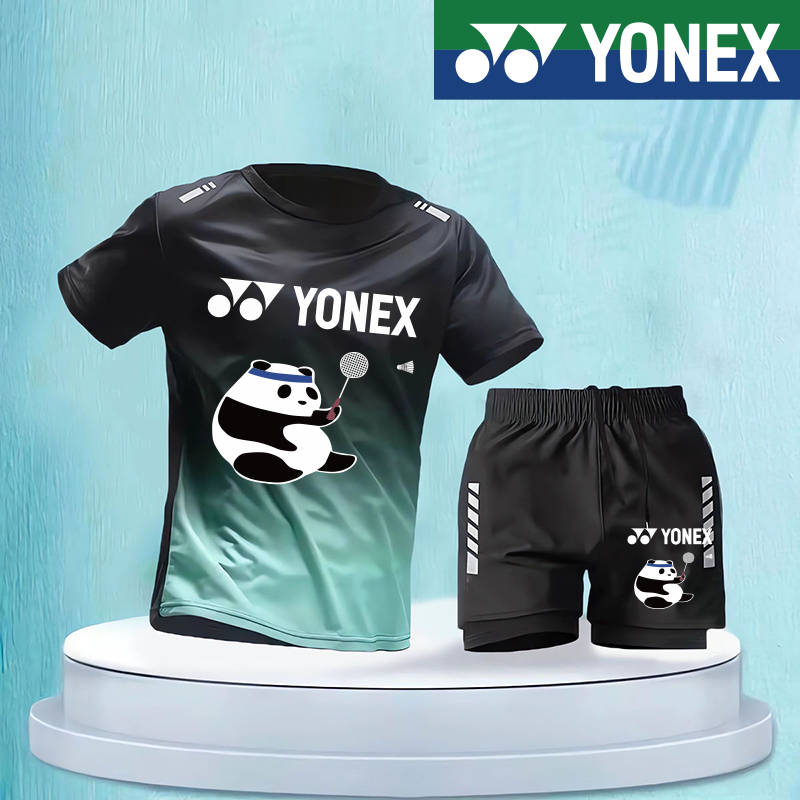 Yonex Cầu Lông Quần Áo Nam Mùa Hè Băng Lụa Nhanh Khô Quần Áo Áo Áo Thun Bộ Bóng Bàn Huấn Luyện Thể Thao 2024 Mới Tay Ngắn + Quần Short