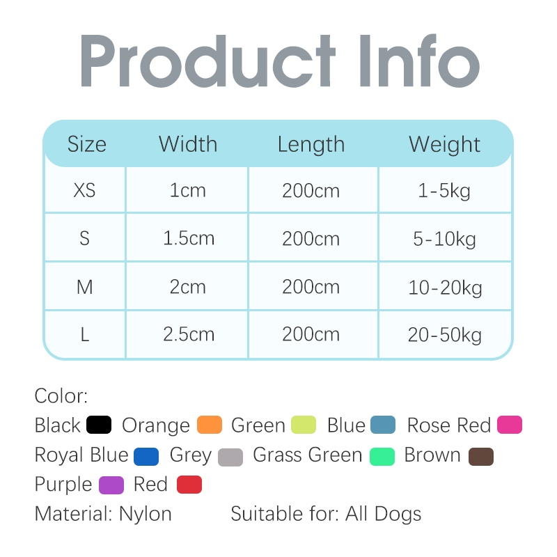 TRUELOVE Dây xích chó lưới 200cm Dây đeo bền cho chó nhỏ vừa lớn