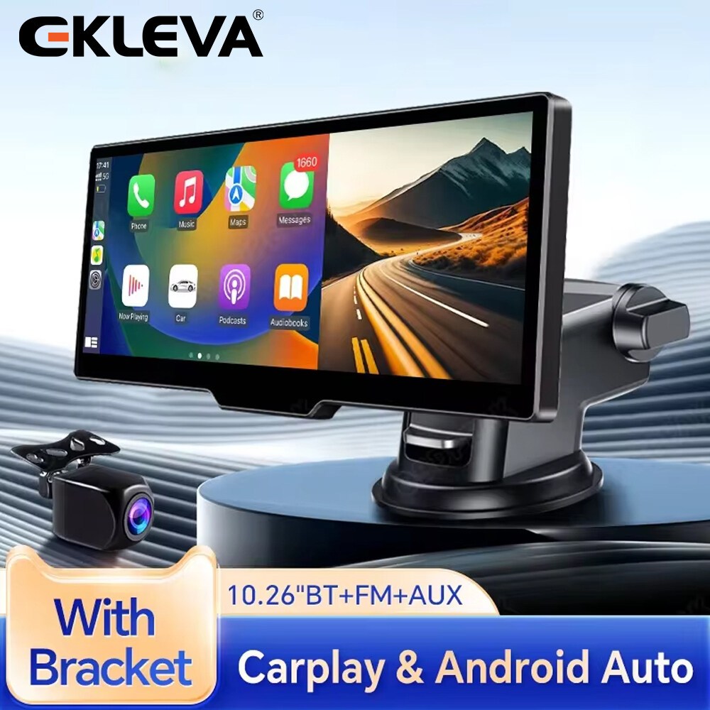 Ảnh Ekleva 10.26 Inch Dash Cam Di Động Màn Hình Carplay Không Dây HD Phía Sau Camera lùi Xe DVR MP5 Đa Phương Tiện Video Player Android Auto 1