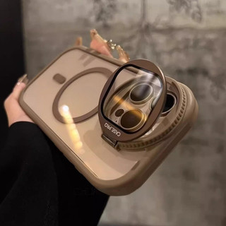 Ốp điện thoại giữ gương kính máy ảnh sang trọng 16 Pro Max Màu sa mạc tương thích với iPhone 15 14 13 12 11 Pro Max 14plus 15plus 16plus 13Promax có mặt sau cứng trong suốt từ tính