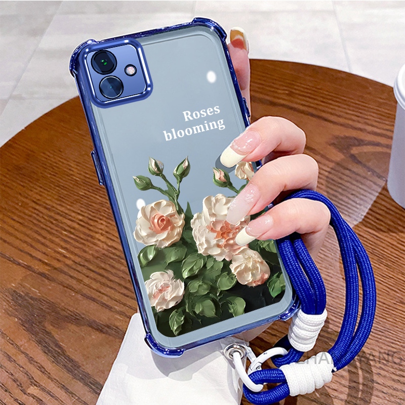 Ốp Lưng Dành Cho Samsung A04 A05 Ốp Điện Thoại Mạ Điện Bốn Góc Chống Rơi Với Thẩm Mỹ Đẹp Và Thiết Kế Hoa Trắng TPU Mềm