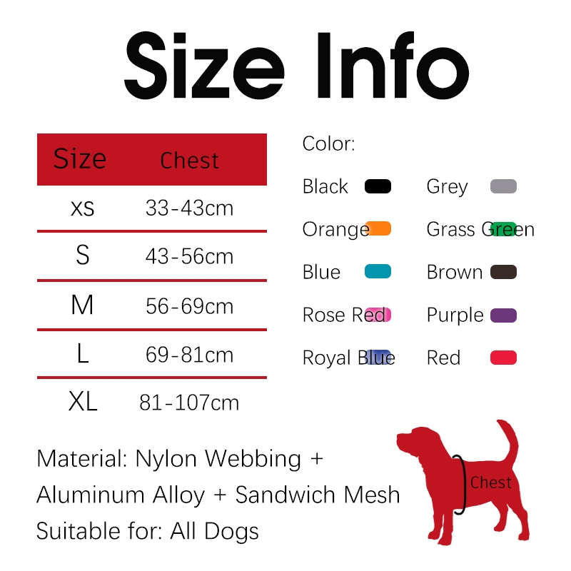 TRUELOVE Dây nịt chó Nylon phía trước Không kéo Áo Vest mềm có thể điều chỉnh phản quang Dây nịt an toàn cho chó Nhỏ vừa huấn luyện chạy bộ lớn