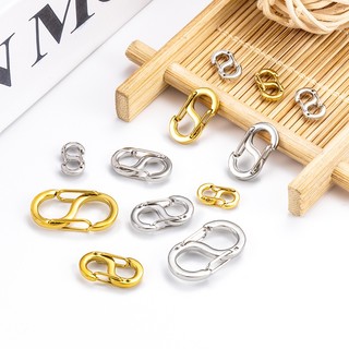 Đánh Bóng Thép Không Gỉ Vàng Hình Chữ S Khóa Lò Xo Đôi Móc Khóa Trang Sức Tự Làm Phụ Kiện Khóa 8 Ký Tự