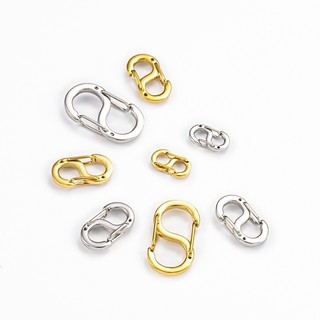 Đánh Bóng Thép Không Gỉ Vàng Hình Chữ S Khóa Lò Xo Đôi Móc Khóa Trang Sức Tự Làm Phụ Kiện Khóa 8 Ký Tự