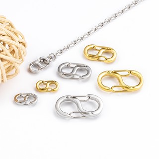 Đánh Bóng Thép Không Gỉ Vàng Hình Chữ S Khóa Lò Xo Đôi Móc Khóa Trang Sức Tự Làm Phụ Kiện Khóa 8 Ký Tự