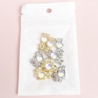 10 Chiếc Cảm Giác Tương Lai Ảo Ảnh Màu Thủy Tinh khảm Hợp Kim Quyến Rũ - Thỏ Không Gian & Trái Tim Tình Yêu Thiết Kế Hành Tinh DIY Hip Hop Vòng Cổ Thời Trang Vòng Tay Móc Khóa Mặt Dây Kim Loại Bóng