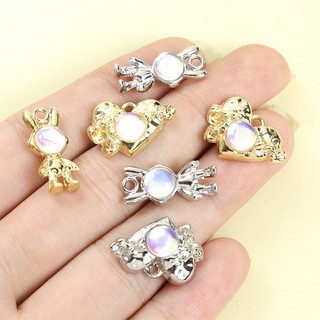 10 Chiếc Cảm Giác Tương Lai Ảo Ảnh Màu Thủy Tinh khảm Hợp Kim Quyến Rũ - Thỏ Không Gian & Trái Tim Tình Yêu Thiết Kế Hành Tinh DIY Hip Hop Vòng Cổ Thời Trang Vòng Tay Móc Khóa Mặt Dây Kim Loại Bóng