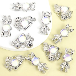 10 Chiếc Cảm Giác Tương Lai Ảo Ảnh Màu Thủy Tinh khảm Hợp Kim Quyến Rũ - Thỏ Không Gian & Trái Tim Tình Yêu Thiết Kế Hành Tinh DIY Hip Hop Vòng Cổ Thời Trang Vòng Tay Móc Khóa Mặt Dây Kim Loại Bóng