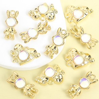 10 Chiếc Cảm Giác Tương Lai Ảo Ảnh Màu Thủy Tinh khảm Hợp Kim Quyến Rũ - Thỏ Không Gian & Trái Tim Tình Yêu Thiết Kế Hành Tinh DIY Hip Hop Vòng Cổ Thời Trang Vòng Tay Móc Khóa Mặt Dây Kim Loại Bóng