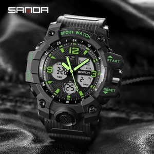 Đồng hồ kỹ thuật số bơi lội chống thấm nước màn hình kép Sanda 6030-2 dành cho nam giới
