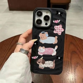 Ốp bảo vệ họa tiết chó con âm nhạc dễ thương cho iPhone 15pro 15promax 14 14promax 14 pro 16 pro max 16 plus wave case