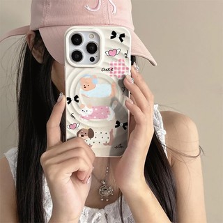 Ốp bảo vệ họa tiết chó con âm nhạc dễ thương cho iPhone 15pro 15promax 14 14promax 14 pro 16 pro max 16 plus wave case