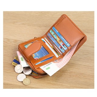 Thời Trang Mới Retro Dầu Sáp Da Ví Ngắn Nữ Da Thật Chính Hãng Đựng Thẻ Đa Năng Ví Đựng Tiền Xu