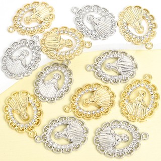 10 Chiếc Tinh Tế Hình Bầu Dục Đức Trinh Nữ Maria Quyến Rũ Với Kim Cương Giả Sáng Bóng, Cơ Đốc Nhân Phụ Kiện Trang Sức Vòng Cổ Tôn Giáo Vòng Tay Bông Tai Móc Khóa Quần Áo Trang Trí Mặt Dây Hợp Kim DIY