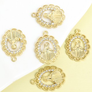 10 Chiếc Tinh Tế Hình Bầu Dục Đức Trinh Nữ Maria Quyến Rũ Với Kim Cương Giả Sáng Bóng, Cơ Đốc Nhân Phụ Kiện Trang Sức Vòng Cổ Tôn Giáo Vòng Tay Bông Tai Móc Khóa Quần Áo Trang Trí Mặt Dây Hợp Kim DIY