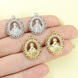 10 Chiếc Tinh Tế Hình Bầu Dục Đức Trinh Nữ Maria Quyến Rũ Với Kim Cương Giả Sáng Bóng, Cơ Đốc Nhân Phụ Kiện Trang Sức Vòng Cổ Tôn Giáo Vòng Tay Bông Tai Móc Khóa Quần Áo Trang Trí Mặt Dây Hợp Kim DIY