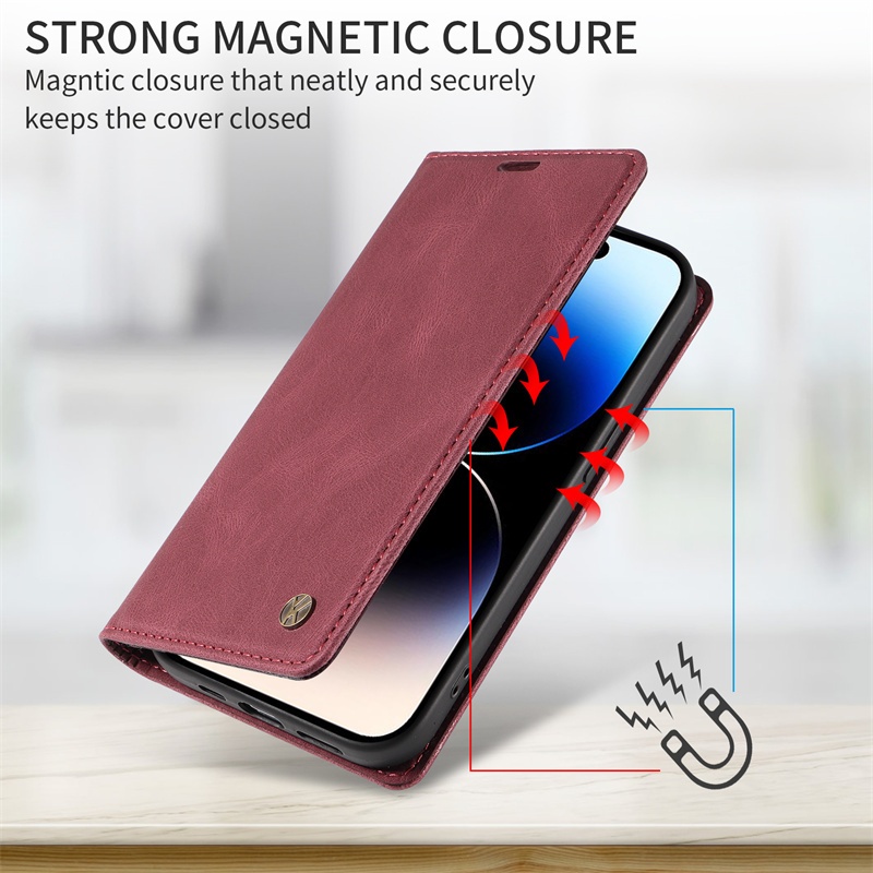 Vỏ Sang Trọng Cho IPhone 6 7 8 11 12 X XS XR SE 2 3 4 2020 2022 2024 16E 17E Mini Plus Pro Max Ví Lật Retro Kinh Doanh Mờ Khe Cắm Thẻ Da Vỏ