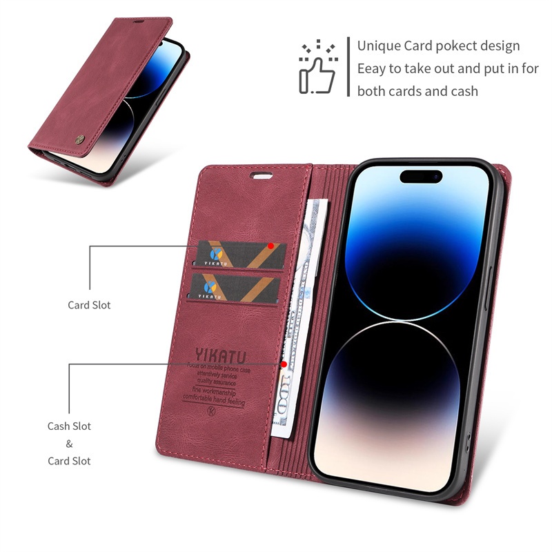 Vỏ Sang Trọng Cho IPhone 6 7 8 11 12 X XS XR SE 2 3 4 2020 2022 2024 16E 17E Mini Plus Pro Max Ví Lật Retro Kinh Doanh Mờ Khe Cắm Thẻ Da Vỏ