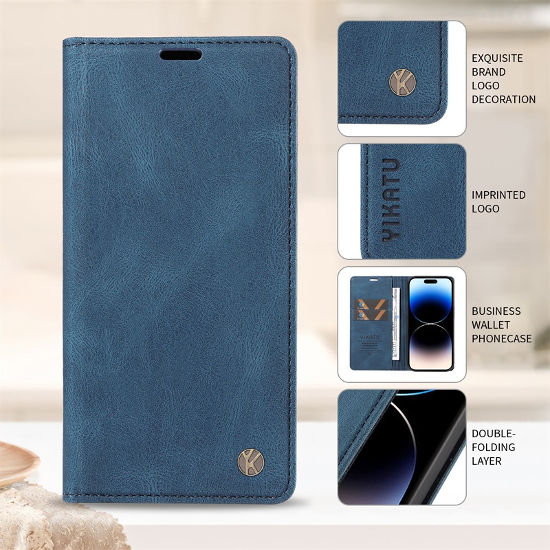Vỏ Sang Trọng Cho IPhone 13 14 Mini Pro Max Ví Lật Retro Kinh Doanh Da Mờ Khe Cắm Thẻ Giá Đỡ Bao Da