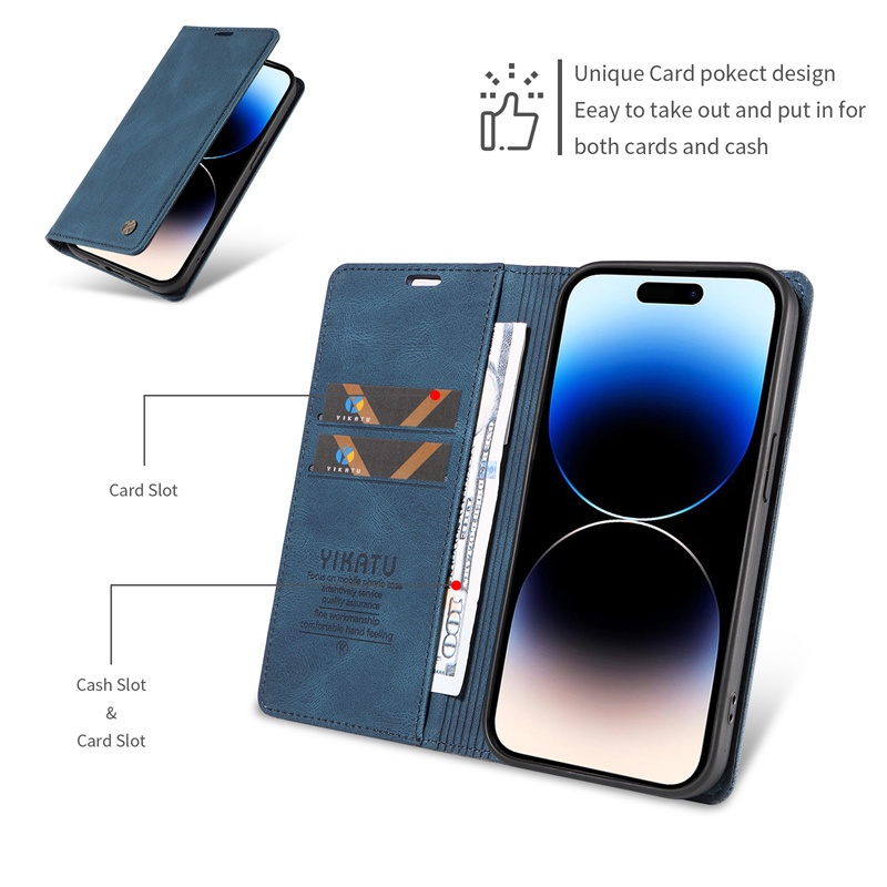 Vỏ Sang Trọng Cho IPhone 13 14 Mini Pro Max Ví Lật Retro Kinh Doanh Da Mờ Khe Cắm Thẻ Giá Đỡ Bao Da