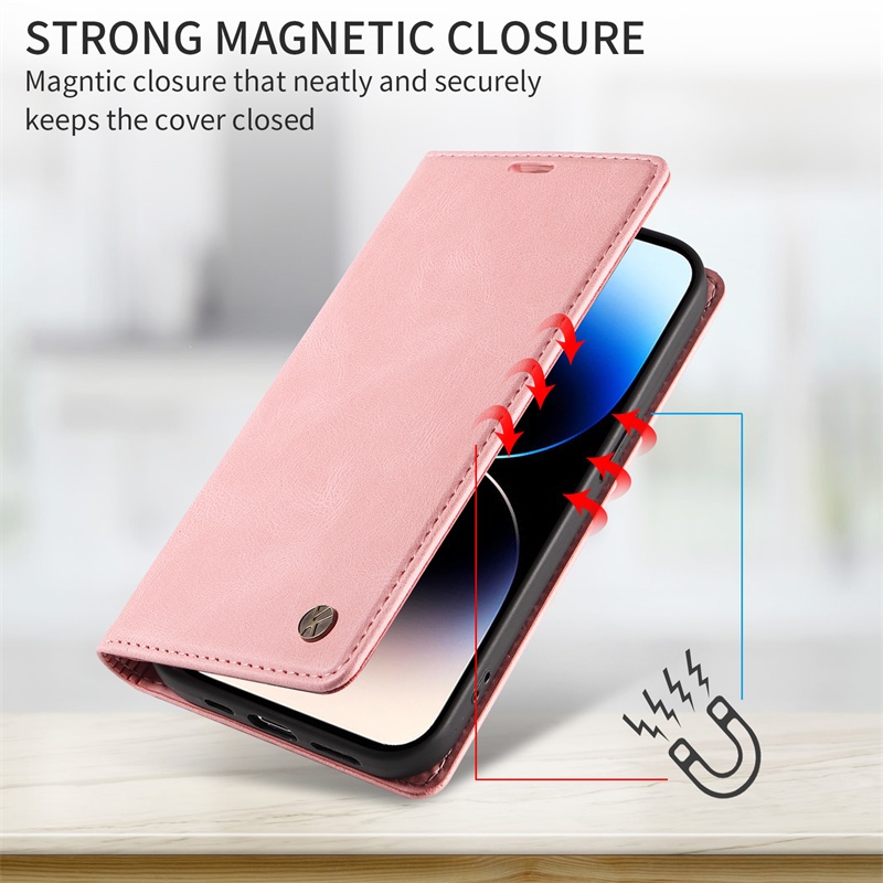 Vỏ Sang Trọng Cho IPhone 13 14 Mini Pro Max Ví Lật Retro Kinh Doanh Da Mờ Khe Cắm Thẻ Giá Đỡ Bao Da