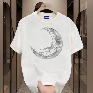 ✨Hàng có sẵn✨WASSUP Bending Moon-Áo thun nam mới! 100% cotton, thời trang, Unisex