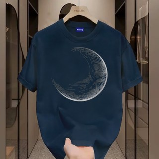 ✨Hàng có sẵn✨WASSUP Bending Moon-Áo thun nam mới! 100% cotton, thời trang, Unisex