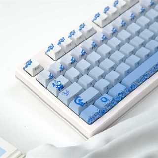 Mặt sứ xanh và trắng tỏa sáng qua Keycaps PBT Dye-sub Cherry Profile Keycap Custom Keycaps Tương thích với công tắc Cherry Gateron MX