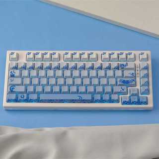 Mặt sứ xanh và trắng tỏa sáng qua Keycaps PBT Dye-sub Cherry Profile Keycap Custom Keycaps Tương thích với công tắc Cherry Gateron MX