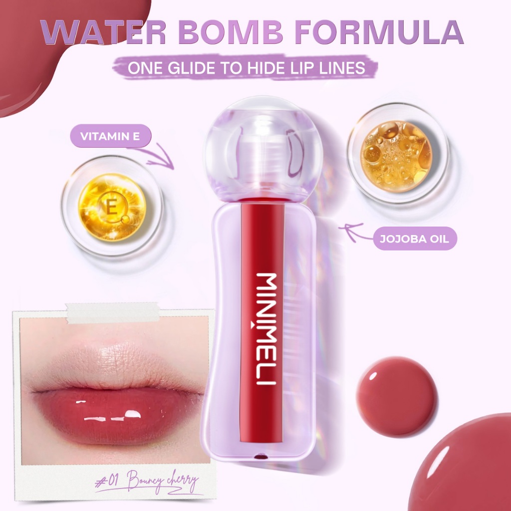 Ảnh Minimeli Lip Gloss Water Bomb Dưỡng ẩm Dewyful Non-Sticky Plumping Lip Misty Kiss Lock Color Silky 24H Trang điểm môi lâu trôi 4