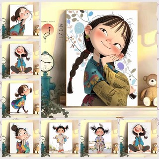 MOZI✨40 * 50cm / 30 * 40cm cô bé tranh tô màu theo số bộ tô màu theo số tranh sơn dầu số hoá Cô Gái Vui Nhộn Tự Làm Tranh Sơn Dầu Kỹ Thuật Số Tranh Vẽ Tay Làm Đầy Màu Sắc Tranh Giải Nén Tranh Kỹ Thuật Số Tranh Làm Đầy Tranh Tranh Trang Trí