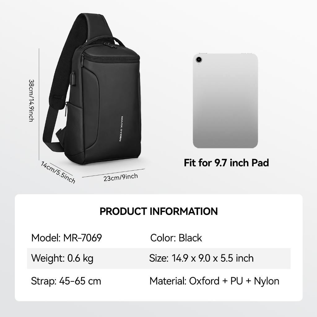Túi Đeo Chéo Nam MARK RYDEN Cỡ Lớn Phù Hợp Với Miếng Đệm 12 inch
