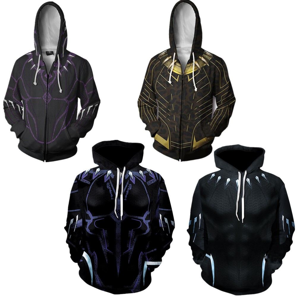 Black Panther Wakanda Forever Áo khoác in kỹ thuật số Áo len siêu anh hùng